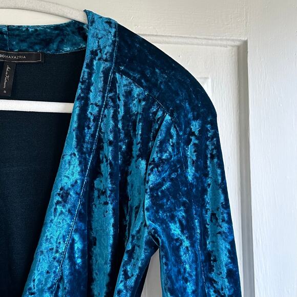 BCBGMaxAzria Velvet Ruched Wrap Dress Blue - Picture 6 of 8